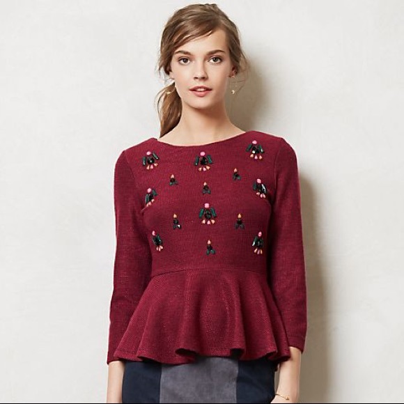 Dolce Vita Anthropologie Gem Drop Peplum top - Picture 4 of 16